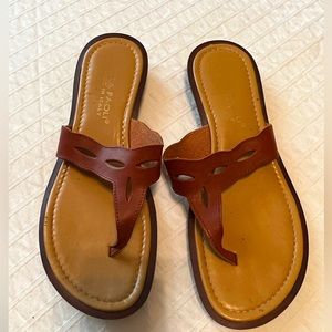 Mila Paoli Brown Leather Low-heeled Sandals size 8